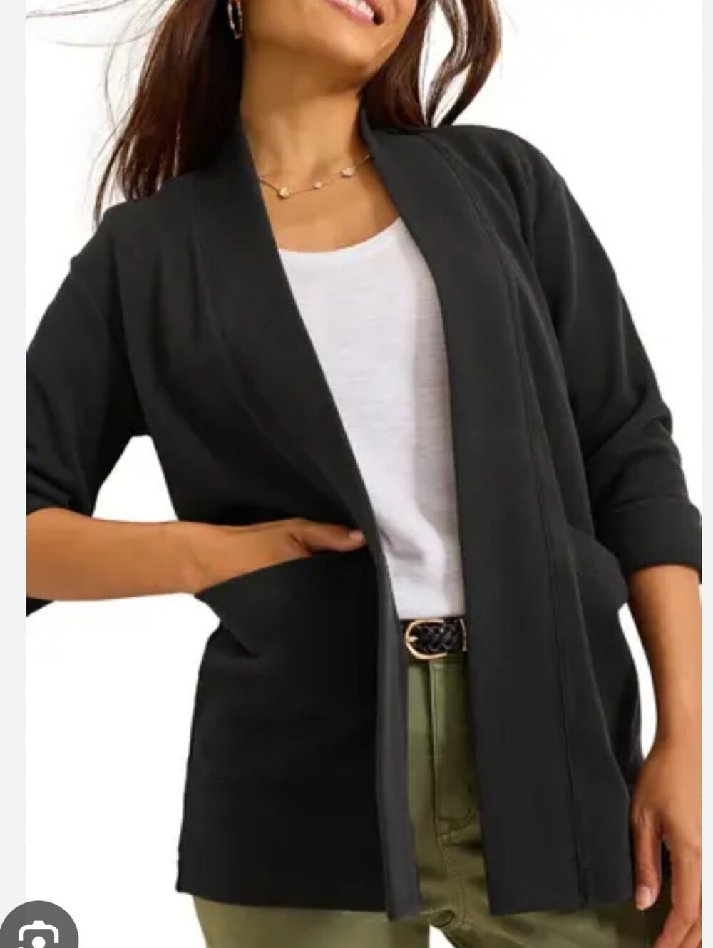 Tommy Bahama New Aruba Black Open Front Cardigan With Pockets S Minimalist